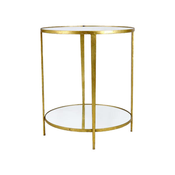 gold mirror top side table