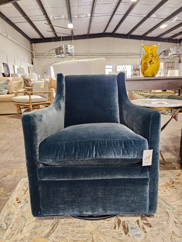 Blue Velvet Swivel Glider Chair